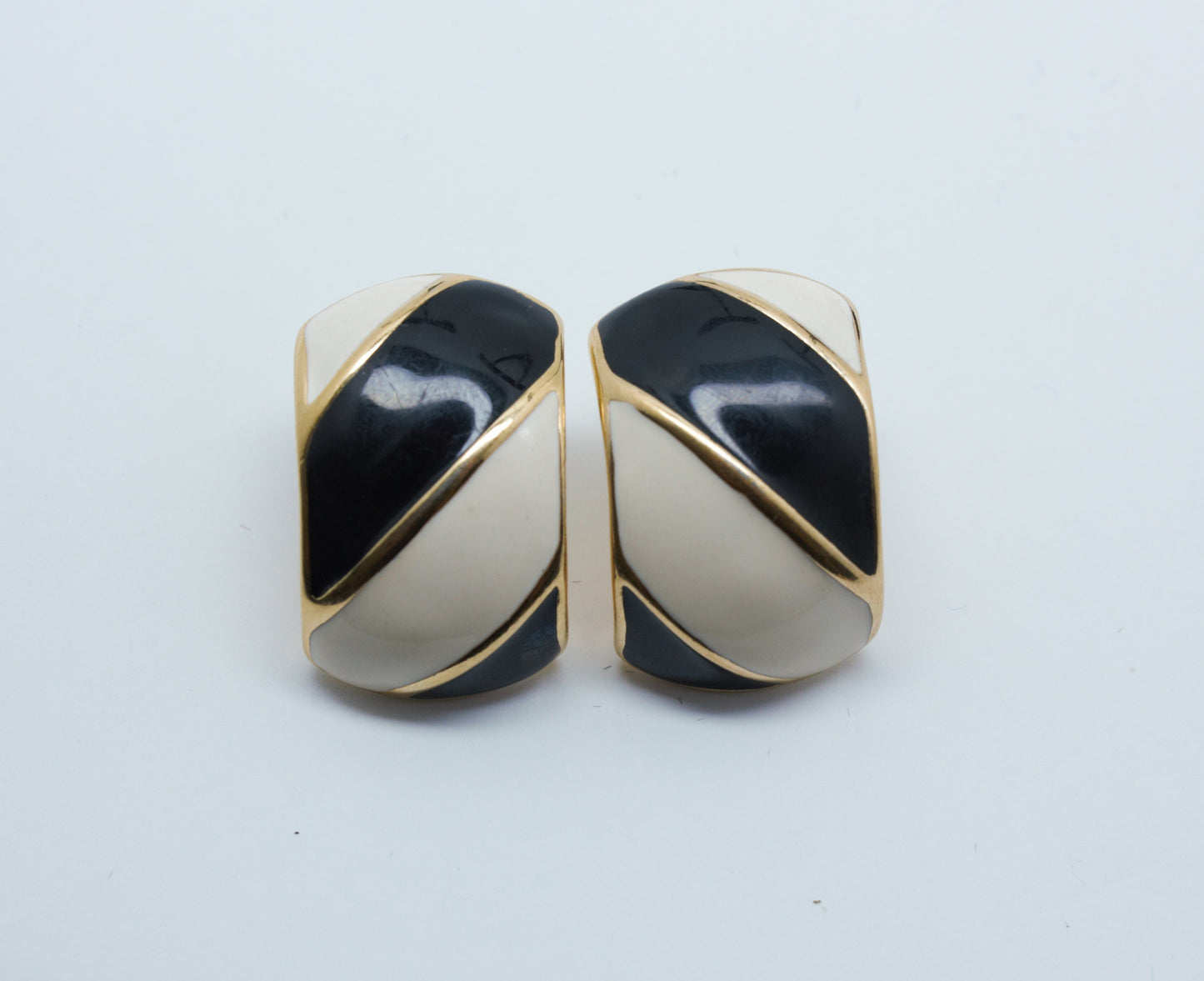 Two Pairs Pre-Owned Black and White Earrings